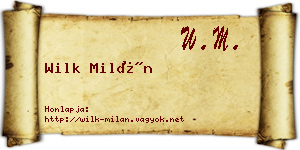 Wilk Milán névjegykártya